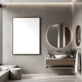 Spa Bathroom Editorial Room Mockup — Plain Square Frame Portrait 2:3 — Left-Angled Perspective — #04799 | MockupBulk