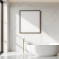Spa Bathroom Premium Interior Mockup — Plain Square Frame Portrait 2:3 — Left-Angled Perspective — #04801 | MockupBulk