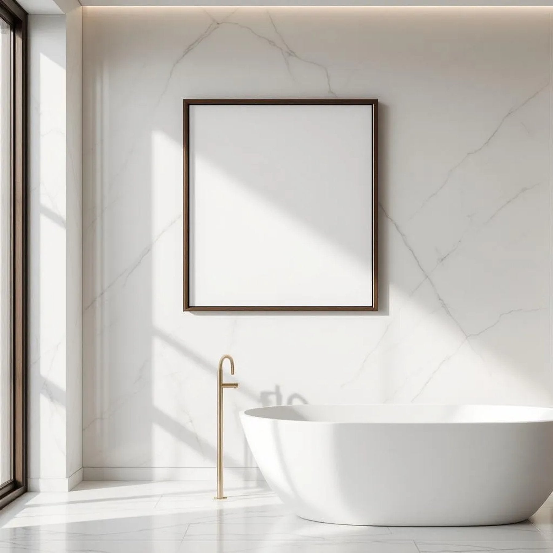 Spa Bathroom Premium Interior Mockup — Plain Square Frame Portrait 2:3 — Left-Angled Perspective — #04801 | MockupBulk
