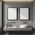 Spa Bathroom Styled Room Mockup — Plain Square Frame Portrait 2:3 — Left-Angled Perspective — #04802 | MockupBulk