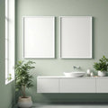 Spa Bathroom Interior Frame Mockup — Plain Square Frame Portrait 2:3 — Left-Angled Perspective — #04803 | MockupBulk