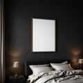 Dark Bedroom Styled Room Mockup — Plain Square Frame Portrait 2:3 — Left-Angled Perspective — #04550 | MockupBulk