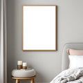 White Bedroom High-Res Frame Mockup — Plain Square Frame Landscape 3:4 — Left-Angled Perspective — #04524 | MockupBulk
