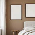 White Bedroom Styled Room Mockup — Plain Square Frame Portrait 2:3 — Left-Angled Perspective — #04525 | MockupBulk