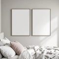 White Bedroom Professional Frame Mockup — Plain Square Frame Portrait 2:3 — Left-Angled Perspective — #04527 | MockupBulk