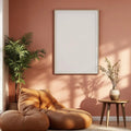 Boho Living Room Editorial Room Mockup — Plain Square Frame Portrait 2:3 — Left-Angled Perspective — #04899 | MockupBulk