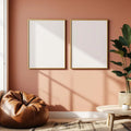 Boho Living Room Room Scene Mockup — Plain Square Frame Portrait 2:3 — Left-Angled Perspective — #04902 | MockupBulk