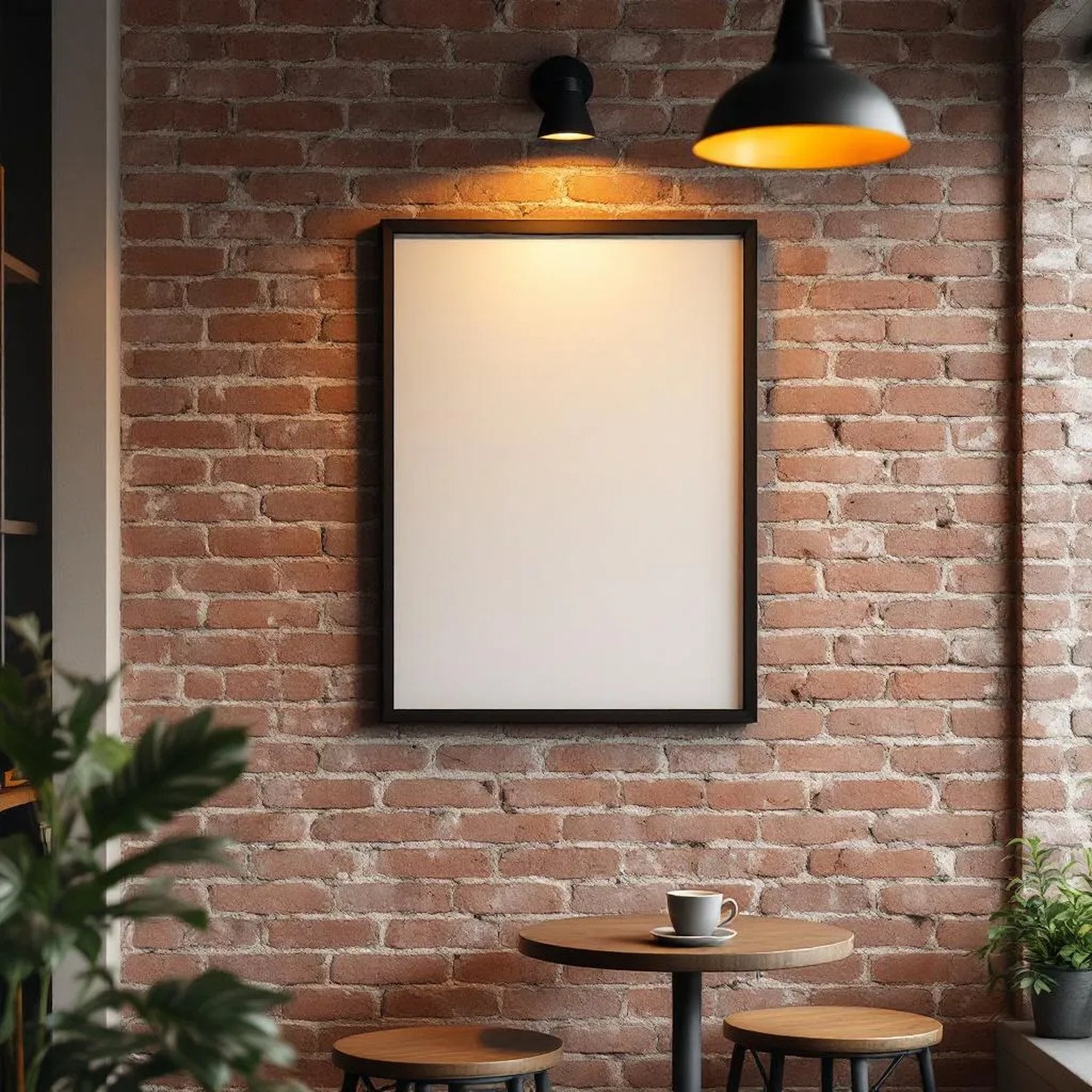 Cafe & Bar Lifestyle Frame Mockup — Plain Square Frame Portrait 4:5 — Left-Angled Perspective — #04825 | MockupBulk