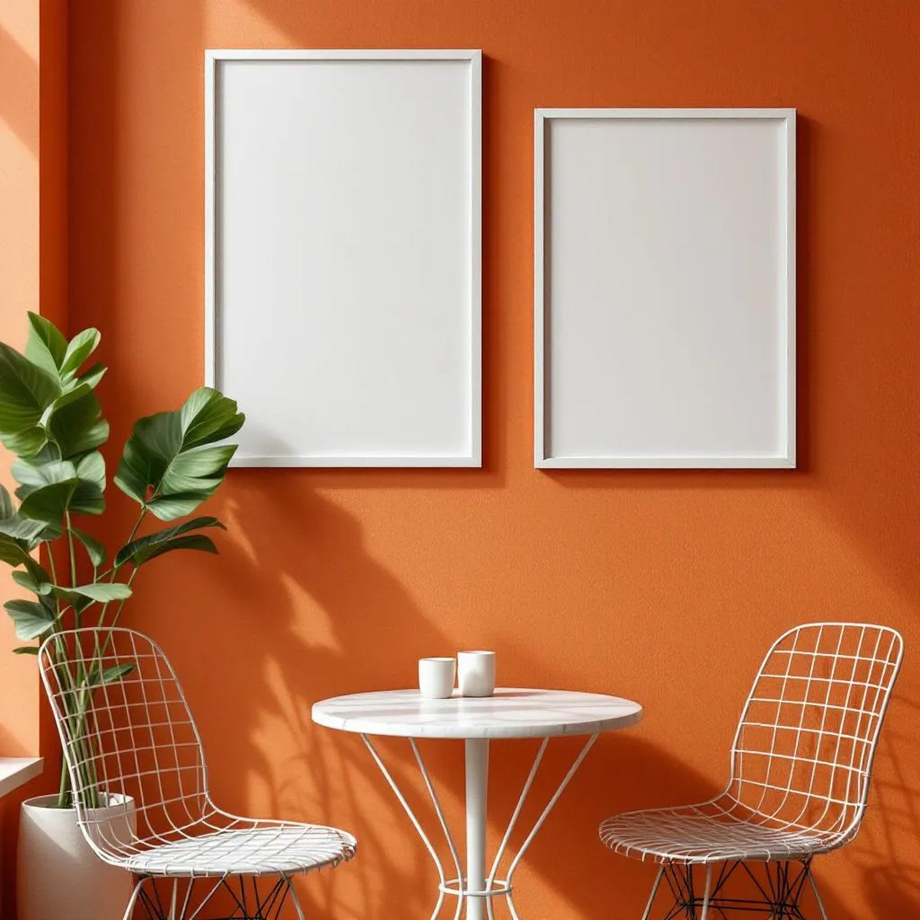 Cafe & Bar Room Scene Mockup — Plain Square Frame Portrait 2:3 — Left-Angled Perspective — #04827 | MockupBulk