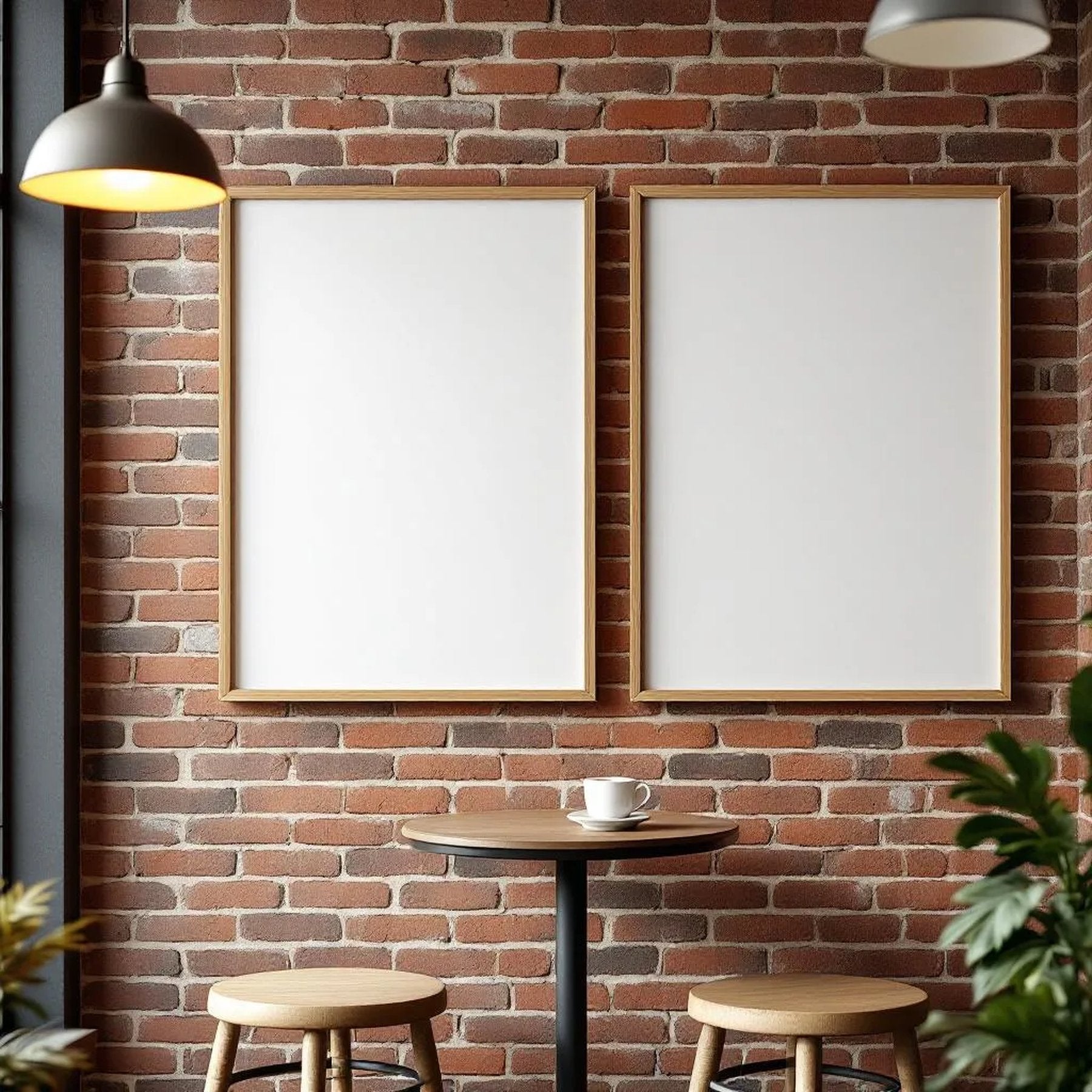 Cafe & Bar Frame Display Mockup — Plain Square Frame Portrait 2:3 — Left-Angled Perspective — #04828 | MockupBulk