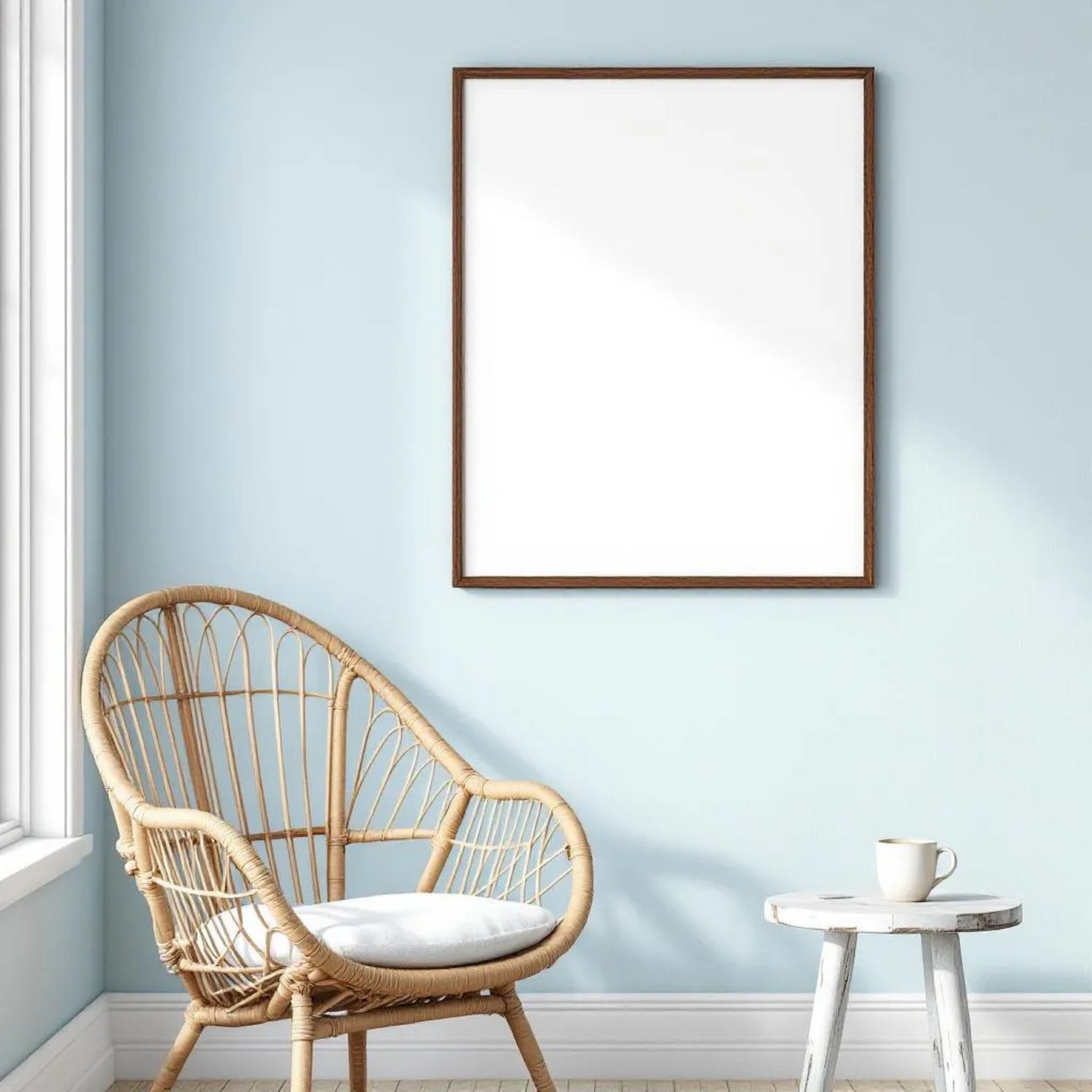 Coastal Lifestyle Frame Mockup — Plain Square Frame Square 1:1 — Left-Angled Perspective — #04625 | MockupBulk