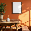Dining Room Room Scene Mockup — Plain Square Frame Landscape 3:4 — Left-Angled Perspective — #04749 | MockupBulk