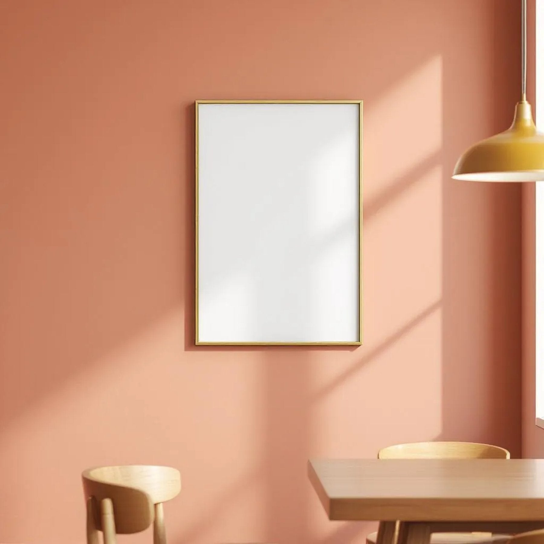 Dining Room Professional Frame Mockup — Plain Square Frame Portrait 2:3 — Left-Angled Perspective — #04750 | MockupBulk