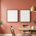 Dining Room Editorial Room Mockup — Plain Square Frame Portrait 2:3 — Left-Angled Perspective — #04753 | MockupBulk