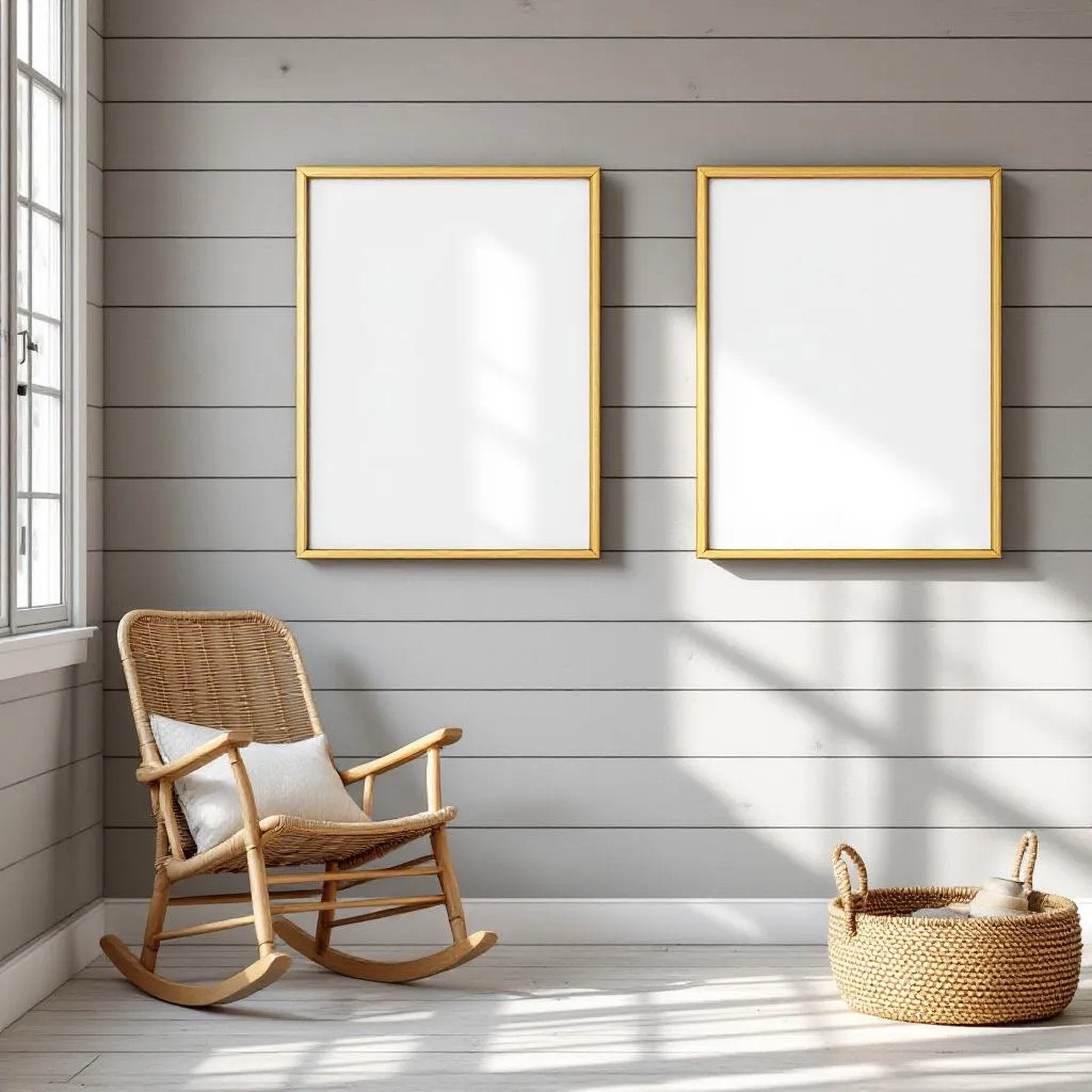 Farmhouse Styled Room Mockup — Plain Square Frame Portrait 2:3 — Left-Angled Perspective — #04950 | MockupBulk