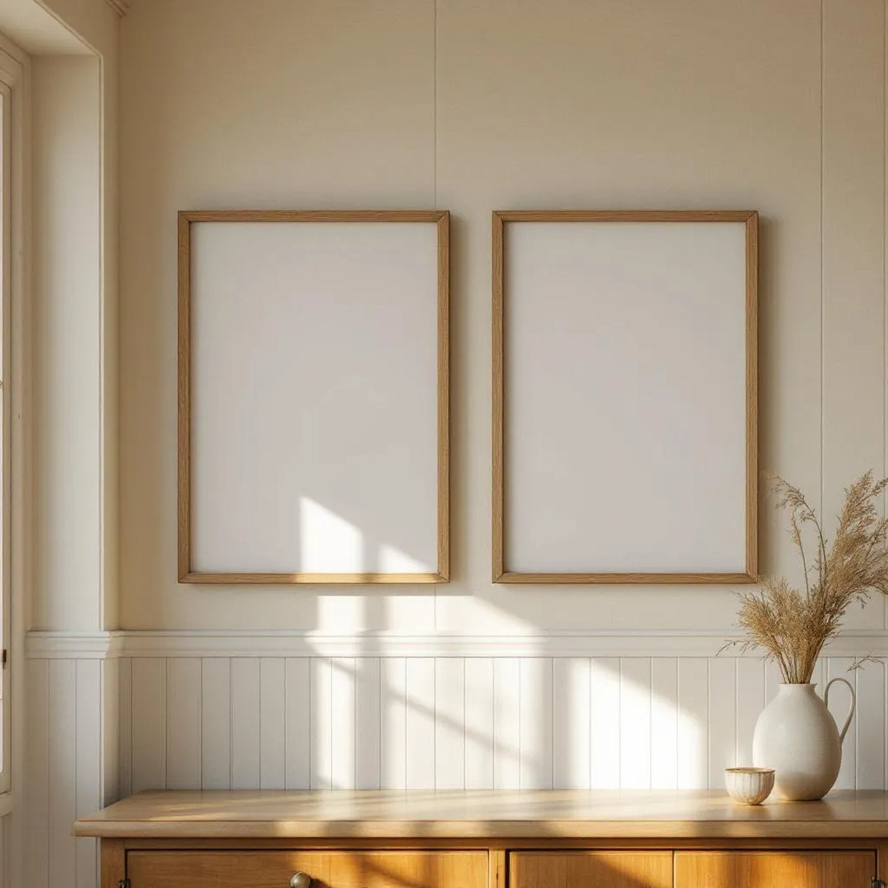 Farmhouse Professional Frame Mockup — Plain Square Frame Portrait 4:5 — Left-Angled Perspective — #04952 | MockupBulk