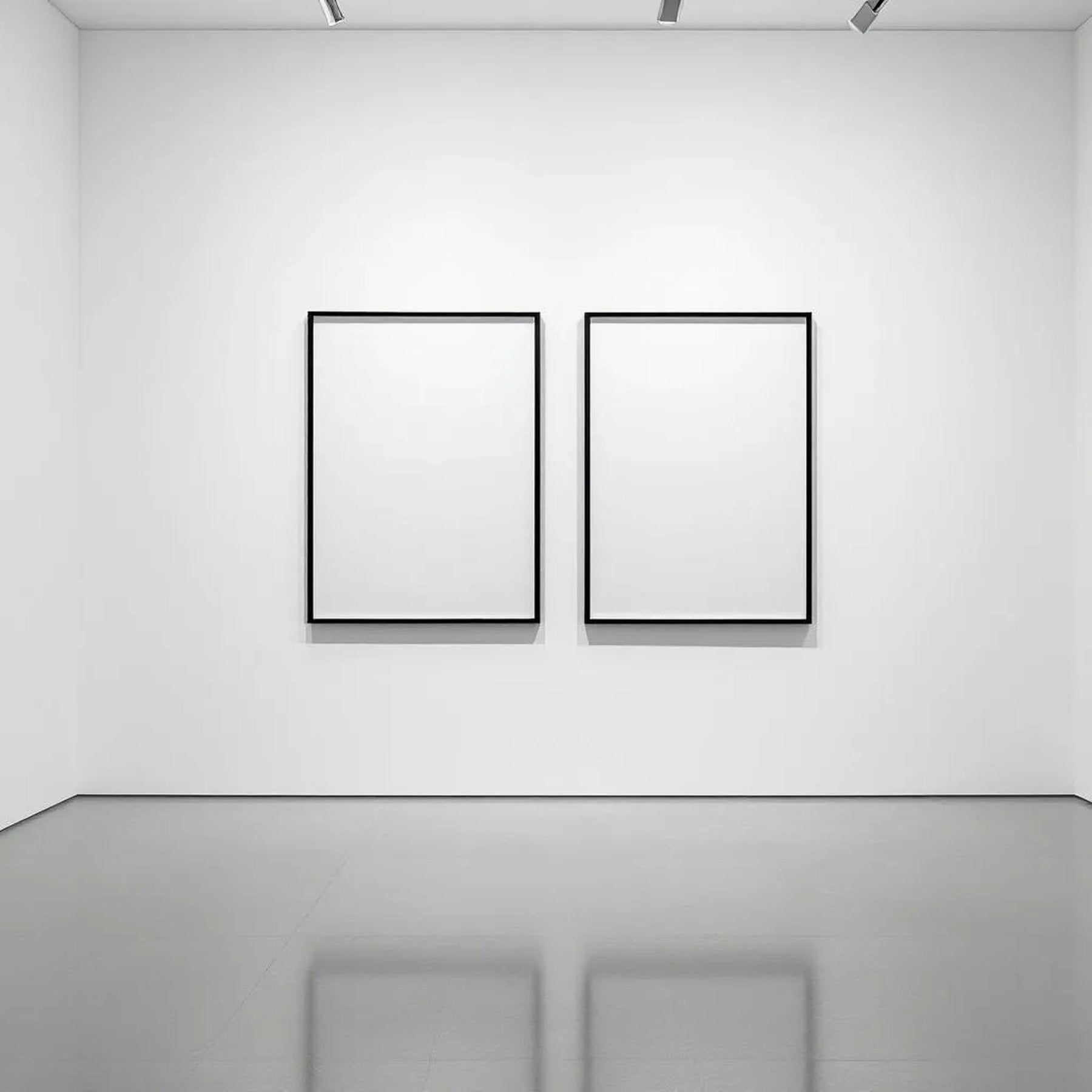 White Gallery Wall High-Res Frame Mockup — Plain Square Frame Square 1:1 — Left-Angled Perspective — #04602 | MockupBulk