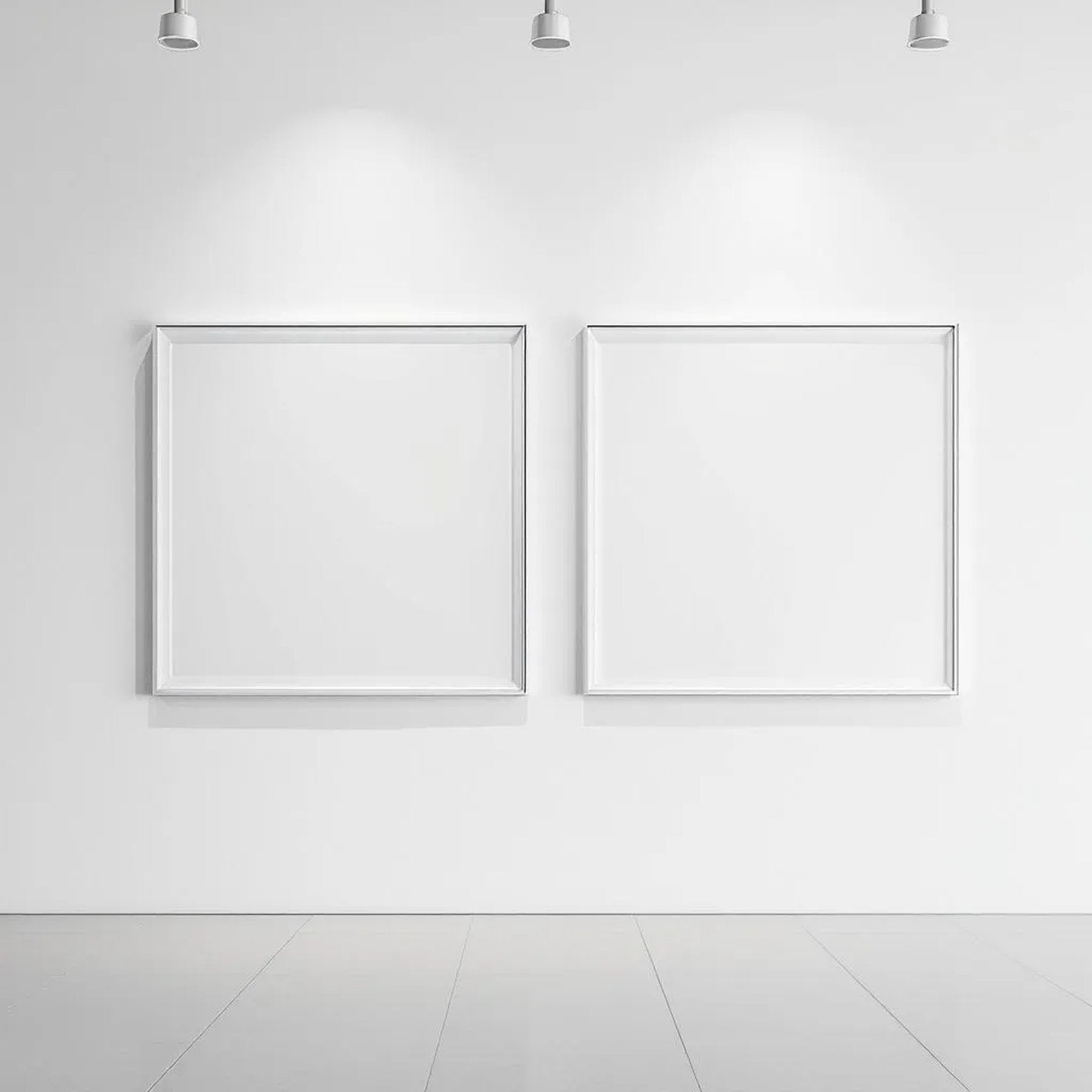 White Gallery Wall Premium Interior Mockup — Plain Square Frame Square 1:1 — Left-Angled Perspective — #04603 | MockupBulk