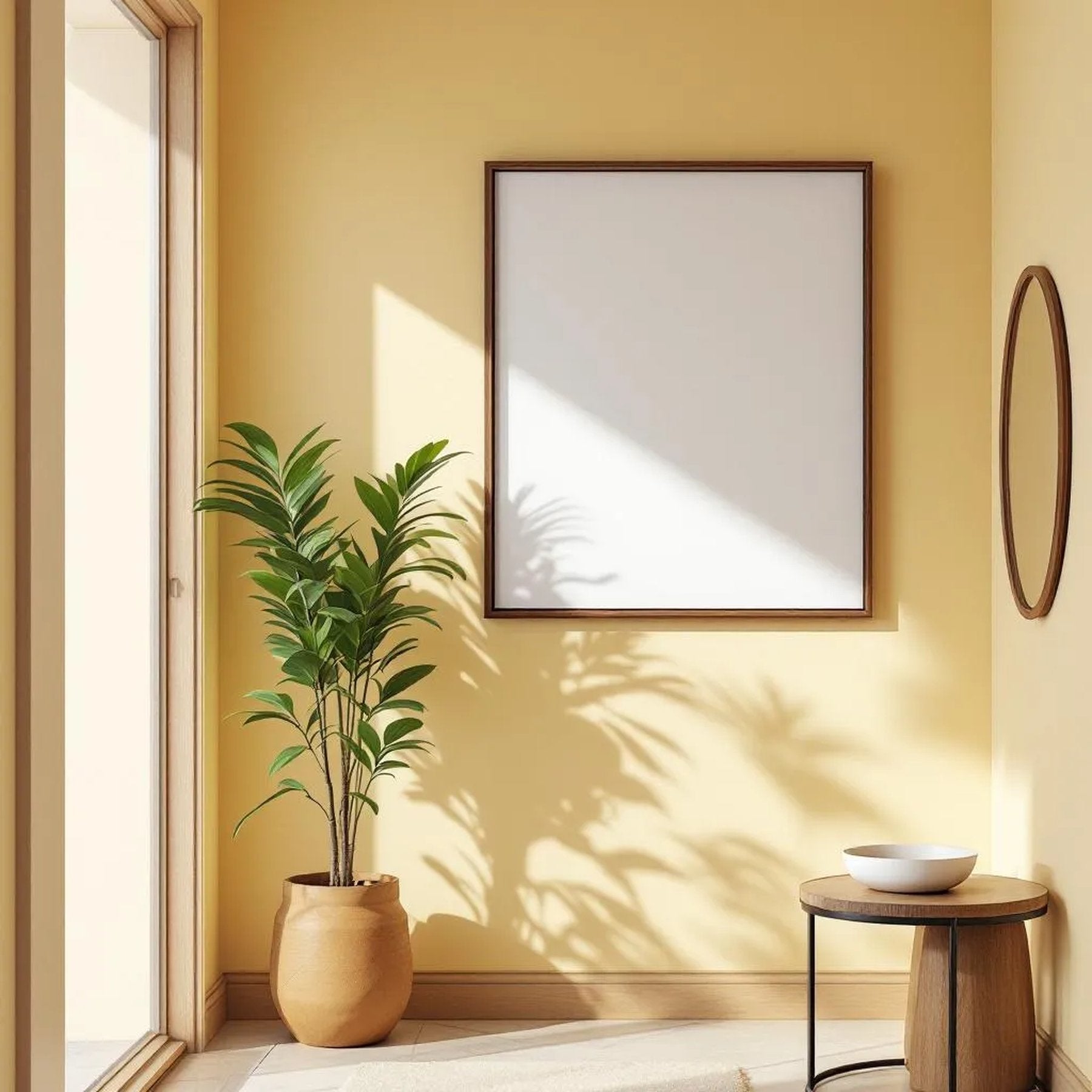 Hallway Room Scene Mockup — Plain Square Frame Portrait 2:3 — Left-Angled Perspective — #04725 | MockupBulk