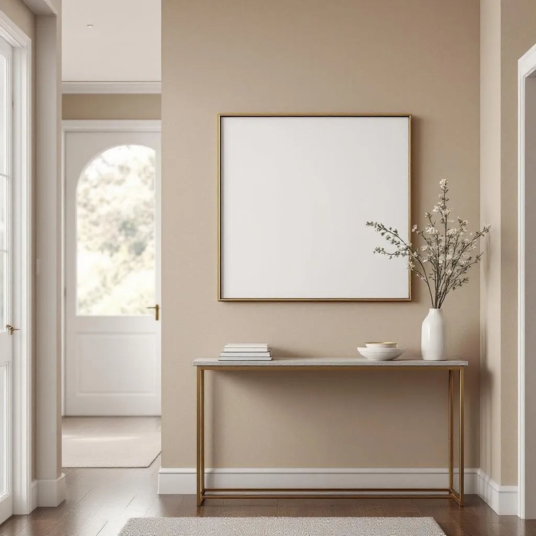 Hallway Wall Art Mockup — Plain Square Frame Portrait 2:3 — Left-Angled Perspective — #04726 | MockupBulk