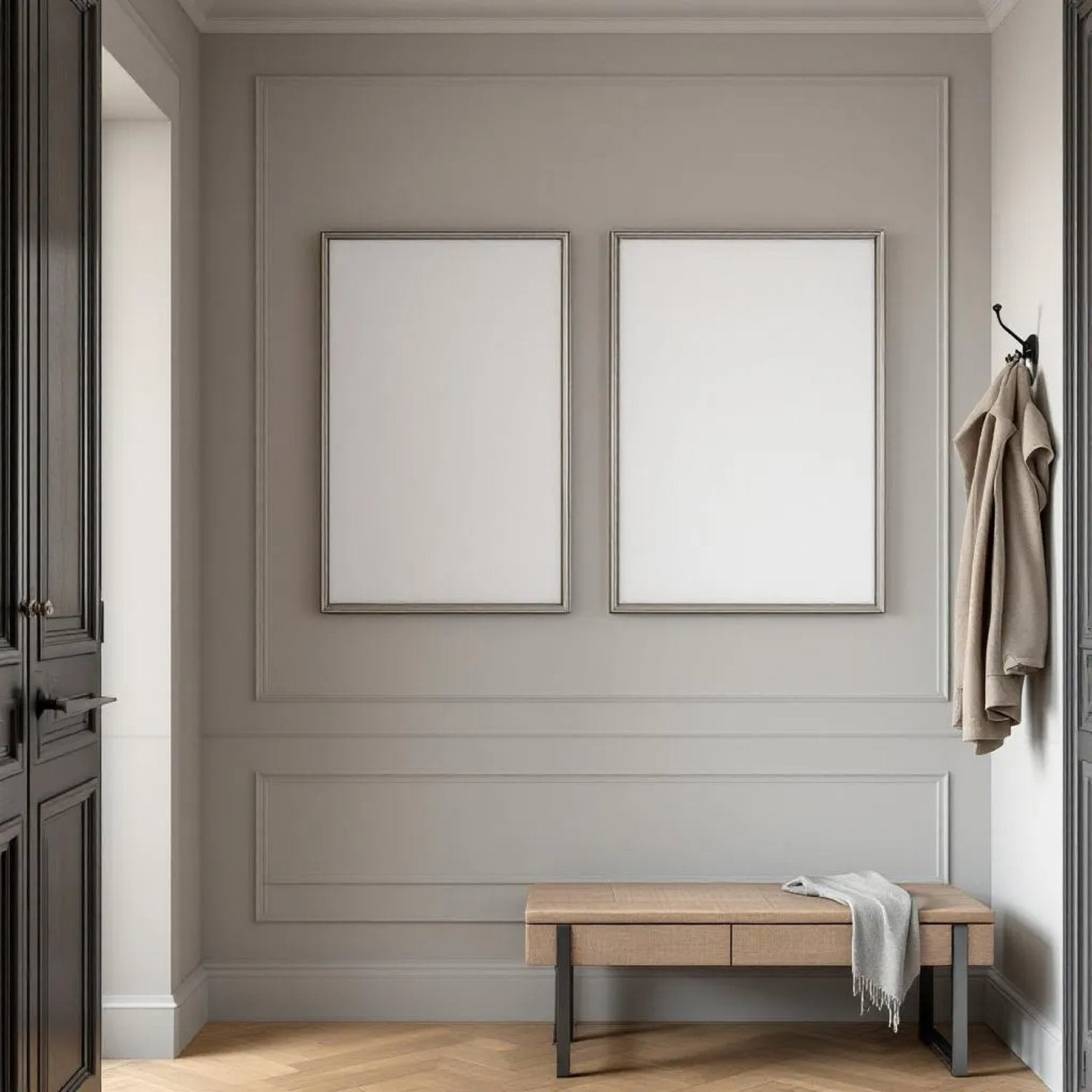 Hallway Editorial Room Mockup — Plain Square Frame Portrait 4:5 — Left-Angled Perspective — #04727 | MockupBulk