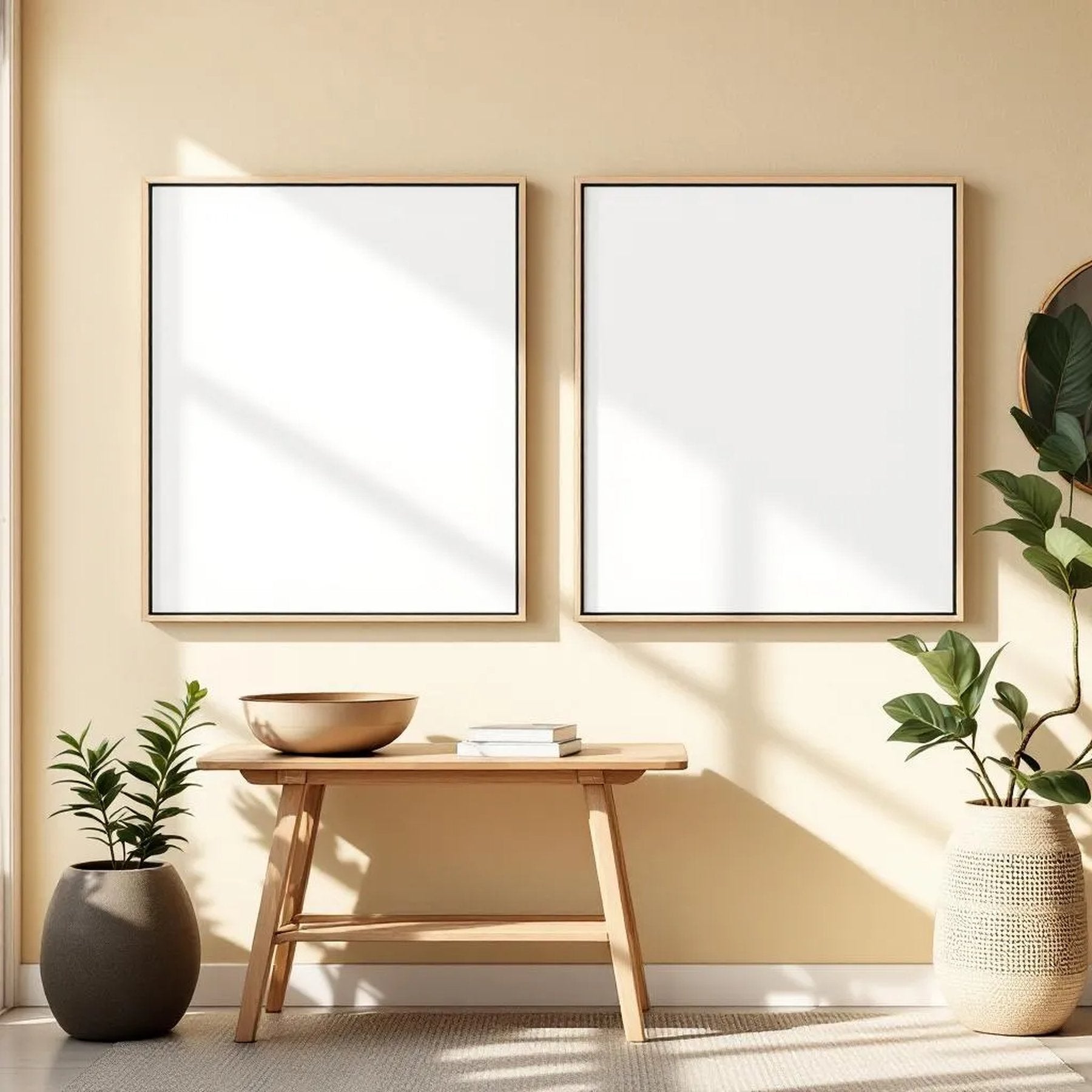 Hallway Editorial Room Mockup — Plain Square Frame Portrait 2:3 — Left-Angled Perspective — #04728 | MockupBulk