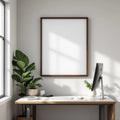 Home Office Editorial Room Mockup — Plain Square Frame Portrait 2:3 — Left-Angled Perspective — #04701 | MockupBulk