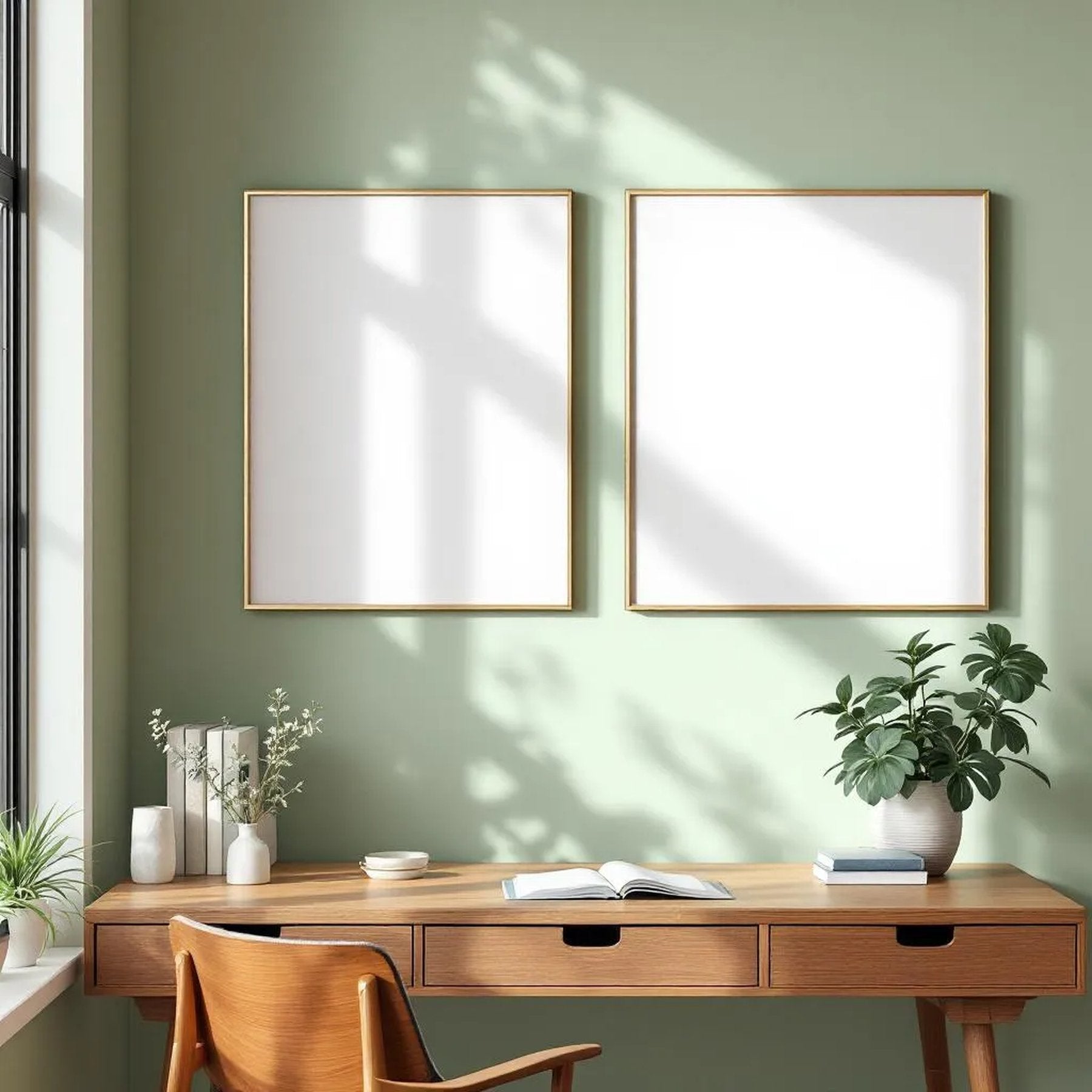 Home Office Professional Frame Mockup — Plain Square Frame Square 1:1 — Left-Angled Perspective — #04703 | MockupBulk