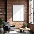 Industrial Loft Professional Frame Mockup — Plain Square Frame Portrait 2:3 — Left-Angled Perspective — #04499 | MockupBulk