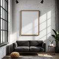 Industrial Loft Styled Room Mockup — Plain Square Frame Portrait 2:3 — Left-Angled Perspective — #04500 | MockupBulk