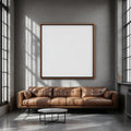 Industrial Loft Frame Display Mockup — Plain Square Frame Square 1:1 — Left-Angled Perspective — #04501 | MockupBulk