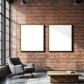 Industrial Loft Editorial Room Mockup — Plain Square Frame Portrait 2:3 — Left-Angled Perspective — #04502 | MockupBulk