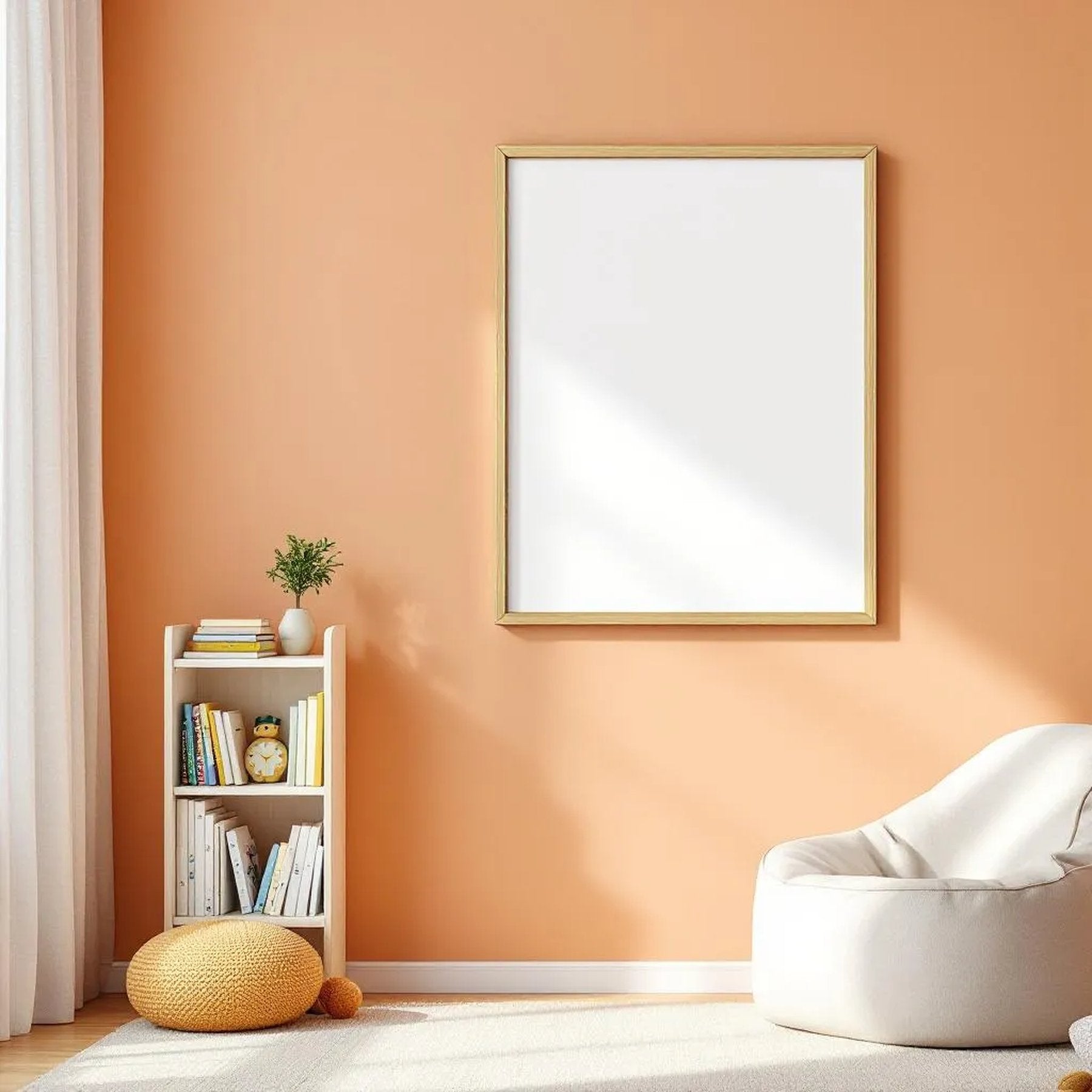 Kids Room Styled Room Mockup — Plain Square Frame Portrait 2:3 — Left-Angled Perspective — #04676 | MockupBulk