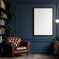 Library & Study Premium Interior Mockup — Plain Square Frame Portrait 2:3 — Left-Angled Perspective — #04849 | MockupBulk