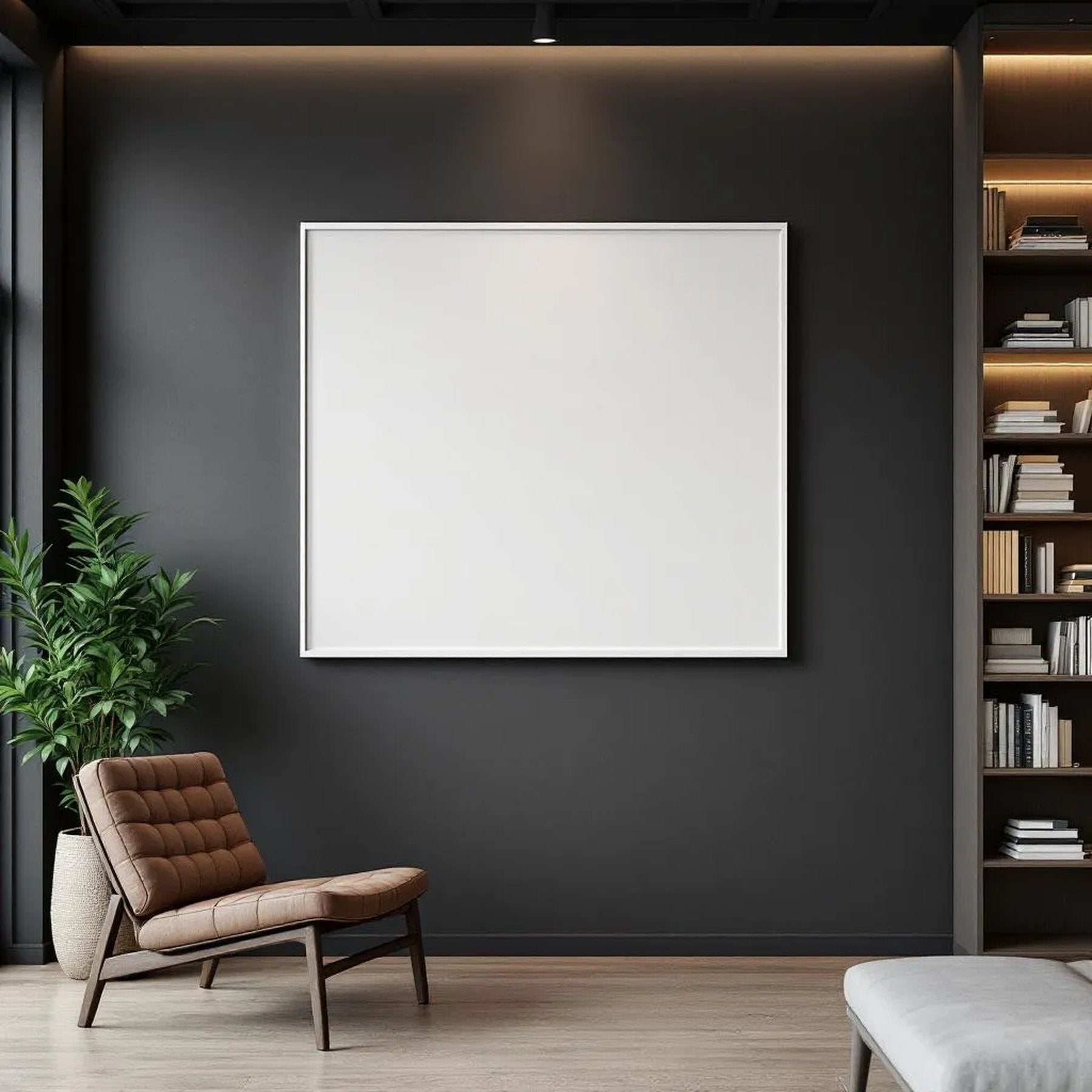 Library & Study Professional Frame Mockup — Plain Square Frame Square 1:1 — Left-Angled Perspective — #04851 | MockupBulk