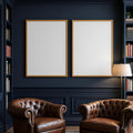 Library & Study Editorial Room Mockup — Plain Square Frame Portrait 2:3 — Left-Angled Perspective — #04852 | MockupBulk