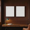 Library & Study Styled Room Mockup — Plain Square Frame Square 1:1 — Left-Angled Perspective — #04853 | MockupBulk