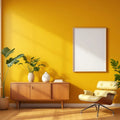 Mid-Century Modern Wall Art Mockup — Plain Square Frame Portrait 2:3 — Left-Angled Perspective — #04924 | MockupBulk