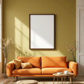 Mid-Century Modern Premium Interior Mockup — Plain Square Frame Square 1:1 — Left-Angled Perspective — #04925 | MockupBulk