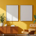 Mid-Century Modern High-Res Frame Mockup — Plain Square Frame Portrait 2:3 — Left-Angled Perspective — #04927 | MockupBulk
