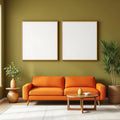 Mid-Century Modern Professional Frame Mockup — Plain Square Frame Portrait 2:3 — Left-Angled Perspective — #04928 | MockupBulk