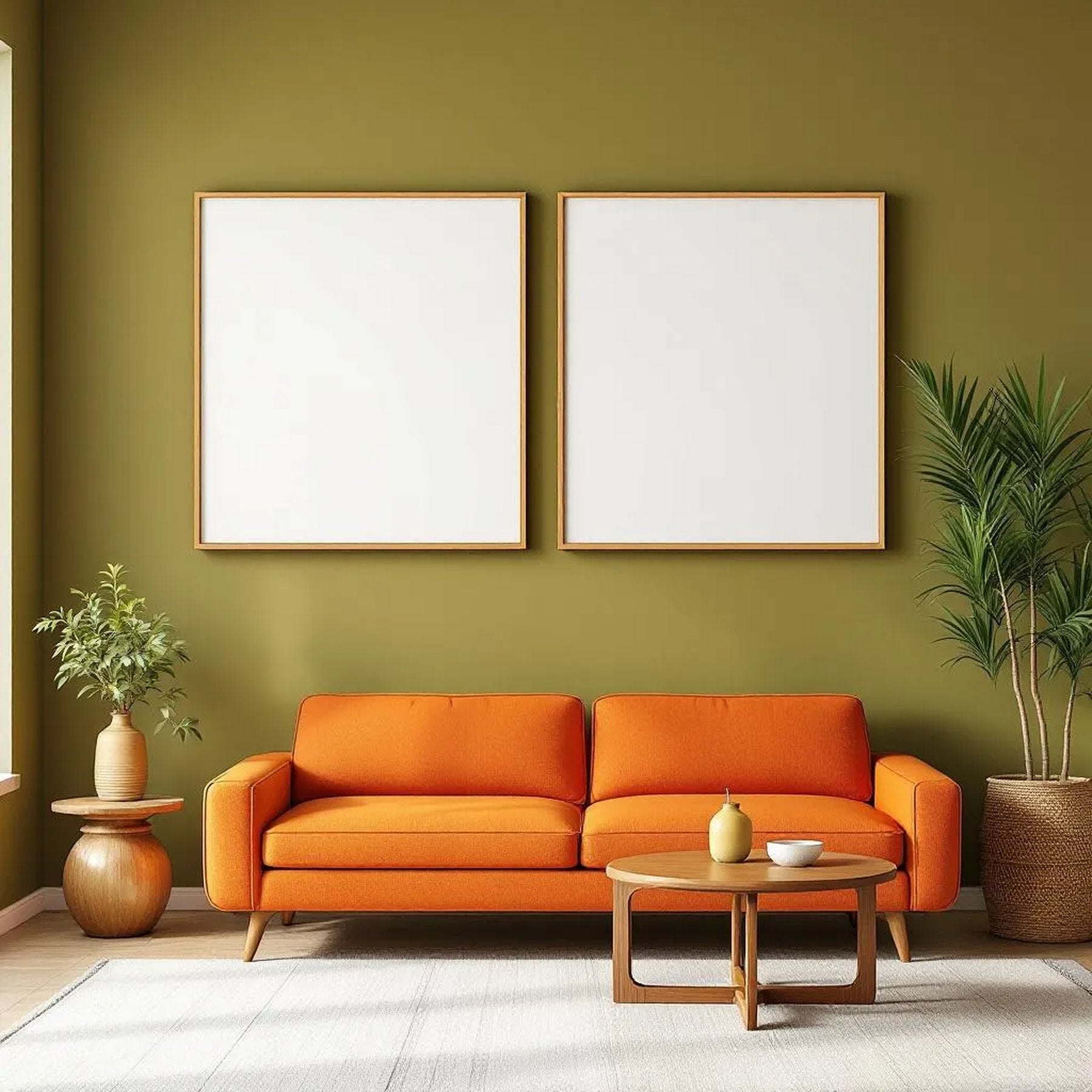 Mid-Century Modern Professional Frame Mockup — Plain Square Frame Portrait 2:3 — Left-Angled Perspective — #04928 | MockupBulk