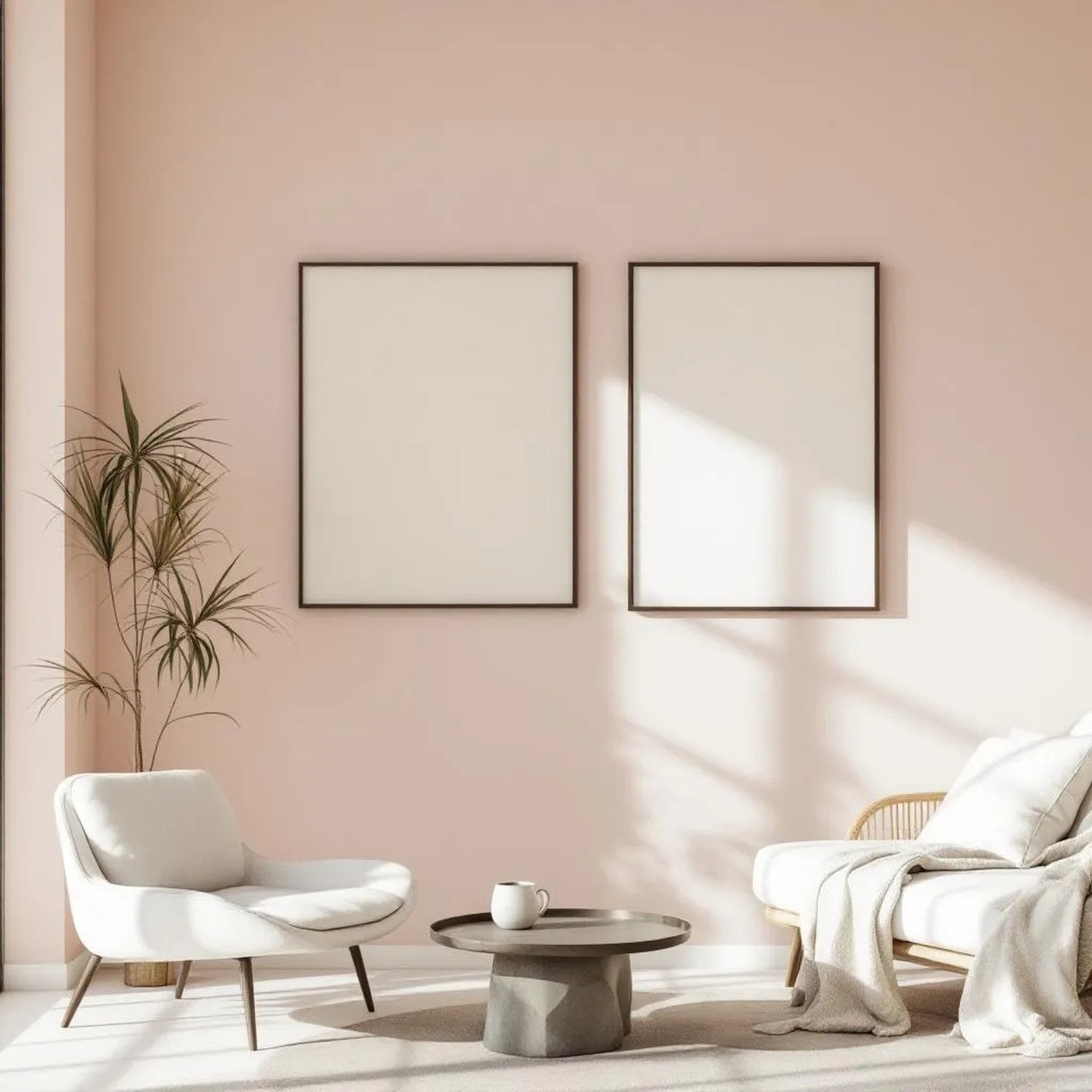 Minimalist White Wall Art Mockup — Plain Square Frame Portrait 2:3 — Left-Angled Perspective — #04449 | MockupBulk