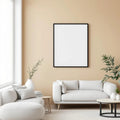 Minimalist White Wall Art Mockup — Plain Square Frame Portrait 2:3 — Left-Angled Perspective — #04450 | MockupBulk