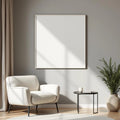 Minimalist White Styled Room Mockup — Plain Square Frame Portrait 2:3 — Left-Angled Perspective — #04451 | MockupBulk