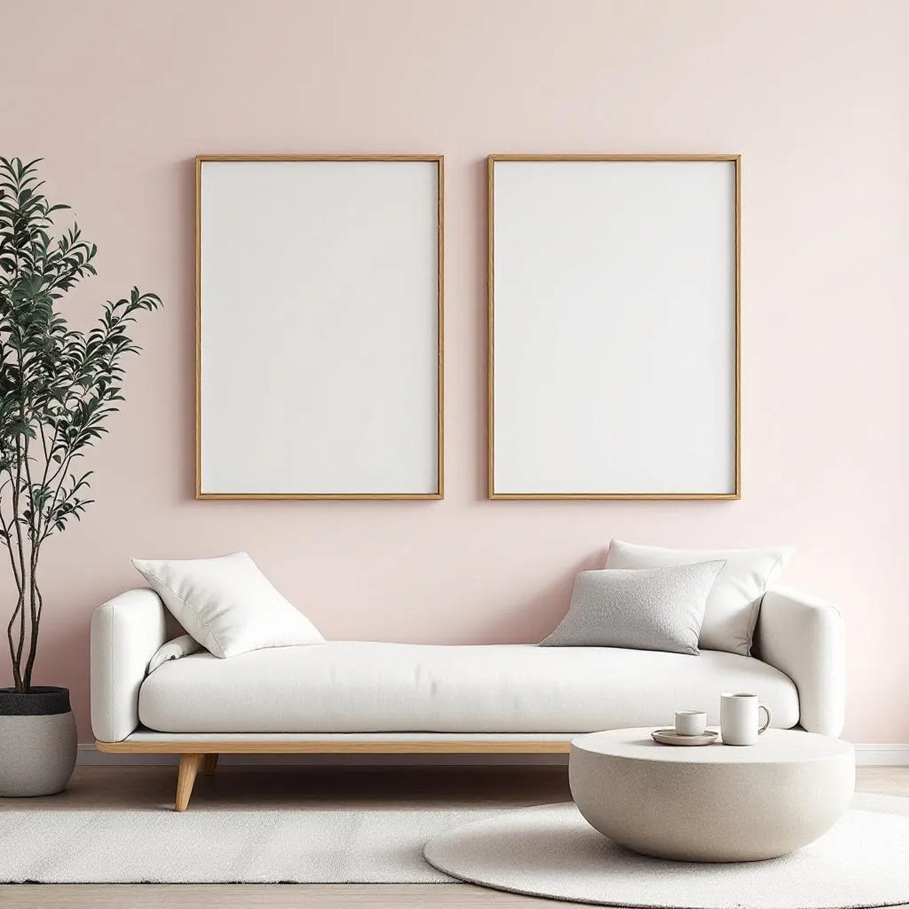 Minimalist White High-Res Frame Mockup — Plain Square Frame Portrait 2:3 — Left-Angled Perspective — #04452 | MockupBulk