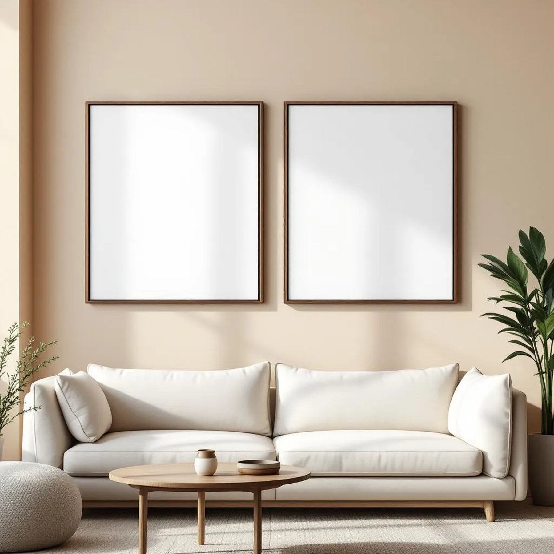 Minimalist White Premium Interior Mockup — Plain Square Frame Portrait 2:3 — Left-Angled Perspective — #04453 | MockupBulk