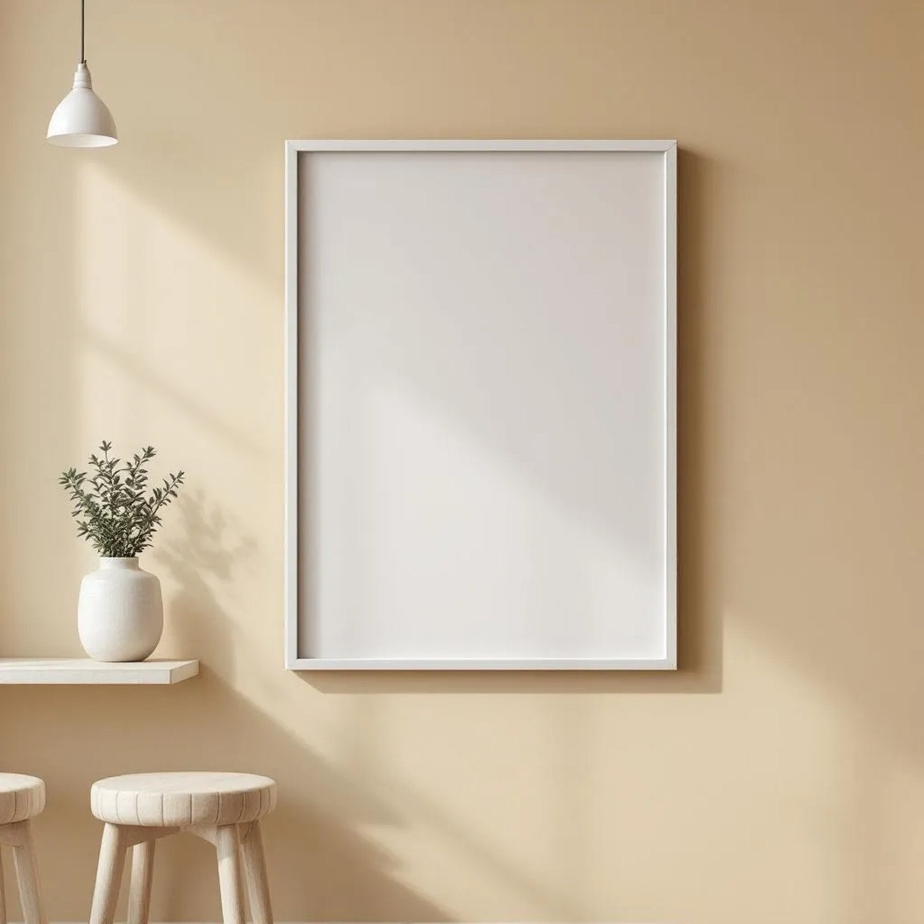 Modern Kitchen Styled Room Mockup — Plain Square Frame Portrait 2:3 — Left-Angled Perspective — #04875 | MockupBulk