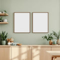 Modern Kitchen Room Scene Mockup — Plain Square Frame Portrait 2:3 — Left-Angled Perspective — #04877 | MockupBulk