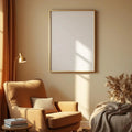 Reading Nook Editorial Room Mockup — Plain Square Frame Portrait 2:3 — Left-Angled Perspective — #04774 | MockupBulk
